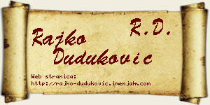 Rajko Duduković vizit kartica
